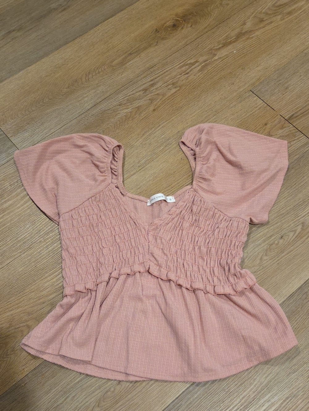 Altar'd State Dusty Rose Smocked Peplum Top